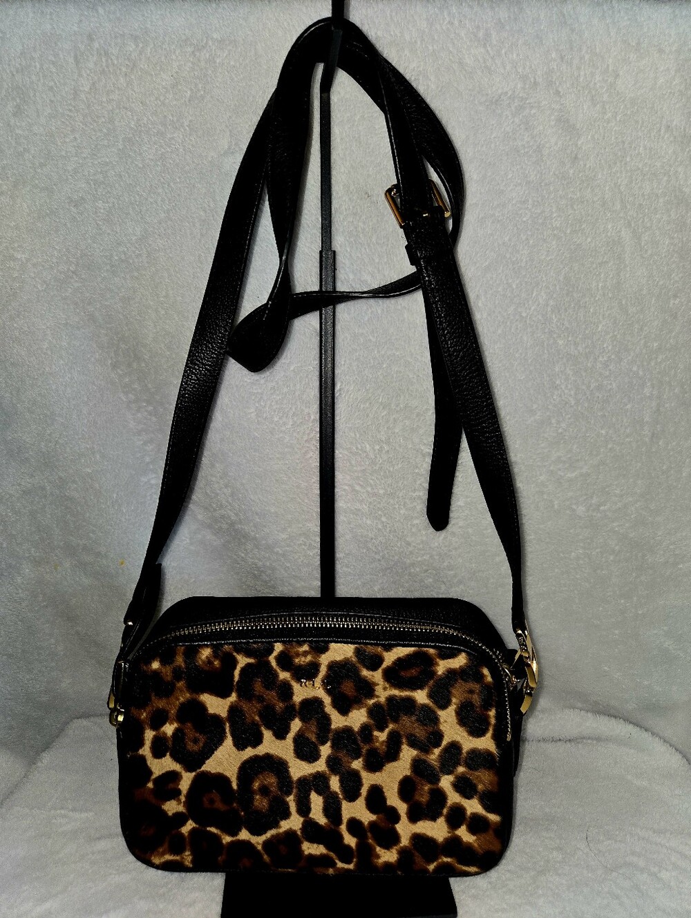 🔥Lauren Ralph Lauren Leopard Print Calf Hair Crossbody Bag